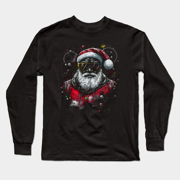 Black Santa, Afro Santa, Santa Claus, Black Christmas Long Sleeve T-Shirt by UrbanLifeApparel